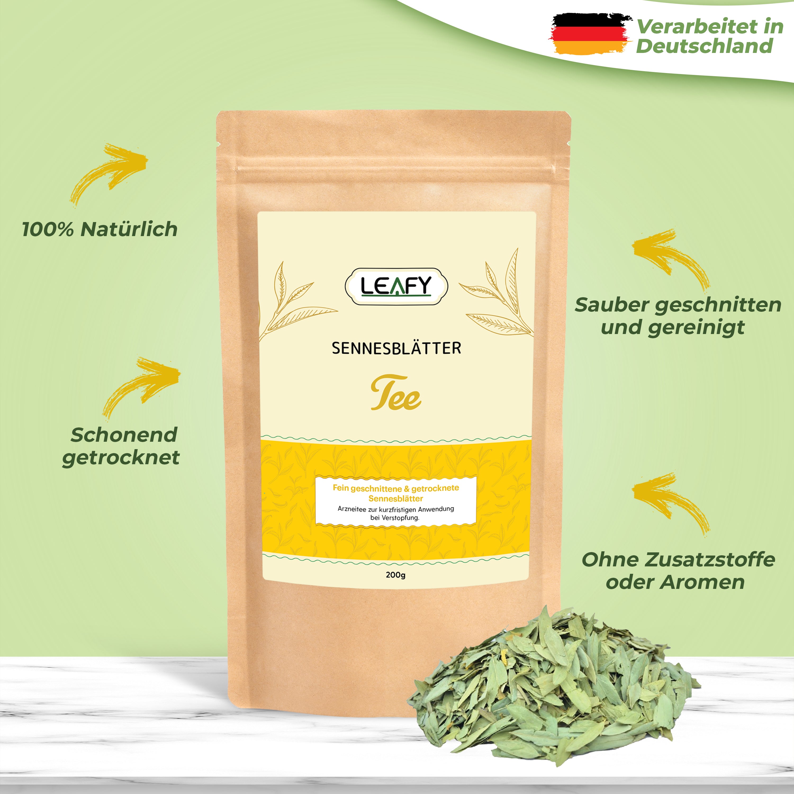 Sennes Blätter Tee 200g lose - Natürlicher Abführtee - schnelle Wirkung & angenhemer Kräutergeschmack