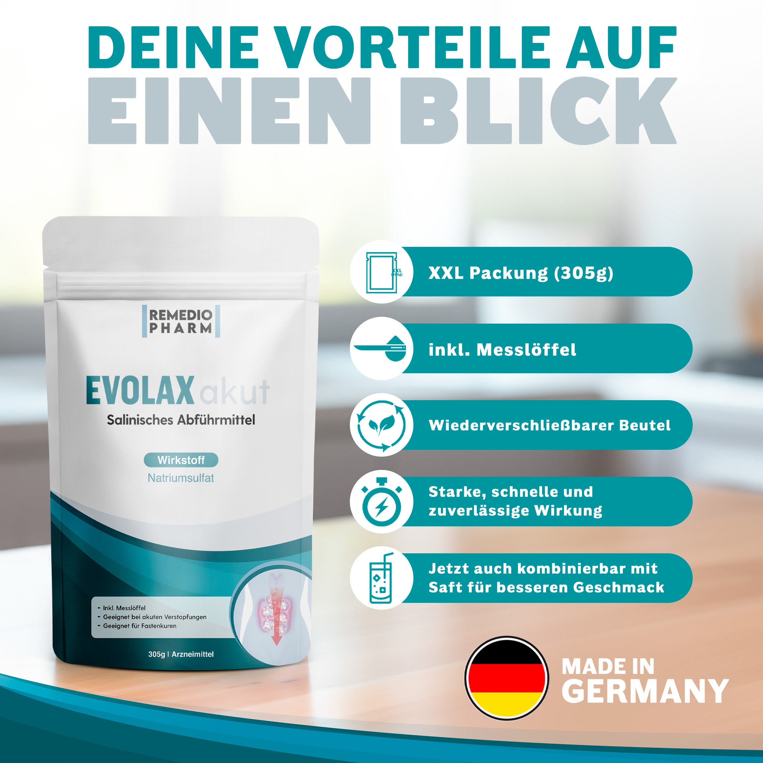 Glaubersalz XXL Packung 305g Neutral inkl. Messlöffel, Marke: Remedio Pharm