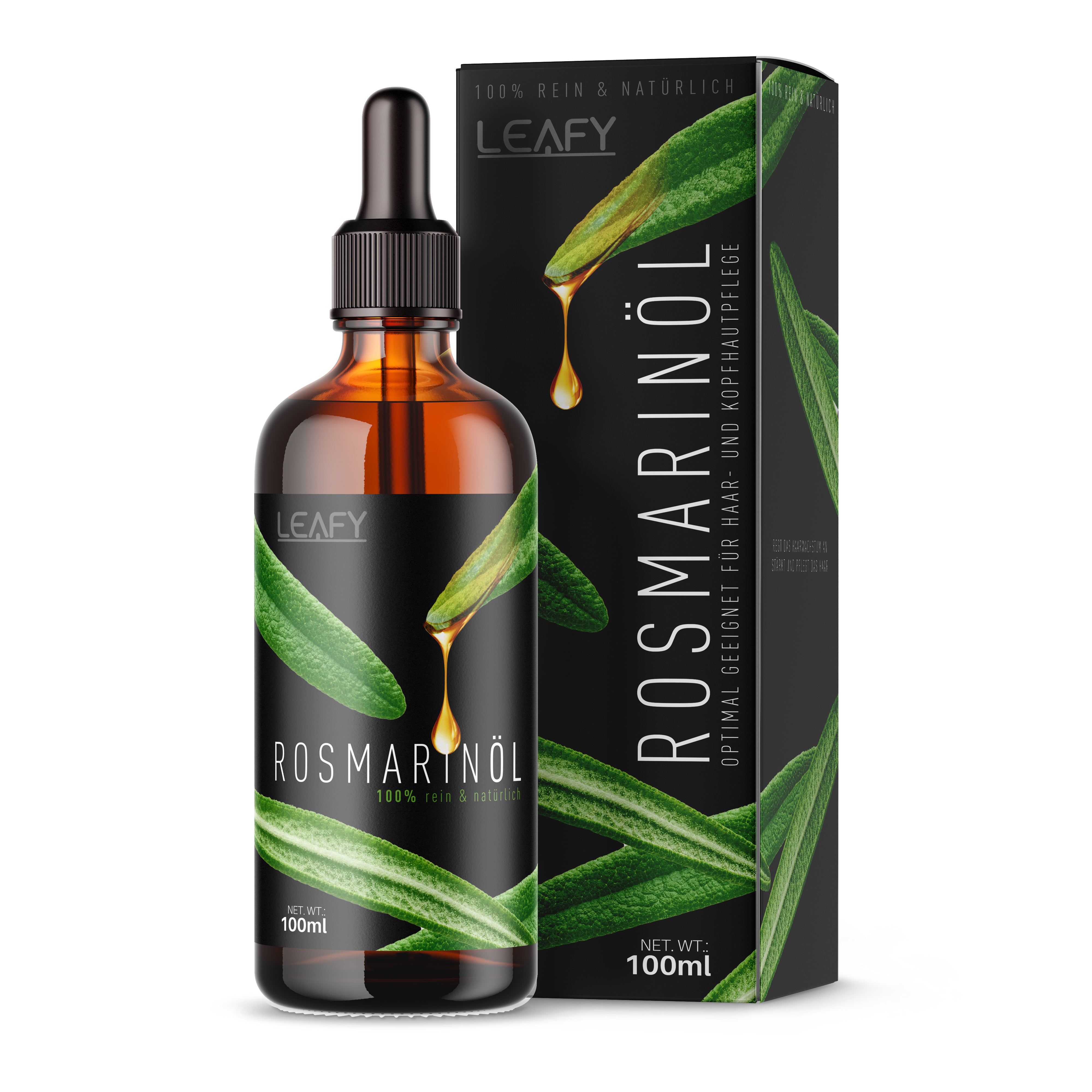 ROSMARINÖL+ Rizinusöl, Jojobaöl, - 100 ml-XXL Packung | für Haarwachstum & kräftiges Haar / Direkt Anwendbar kein Trägeröl notwendig