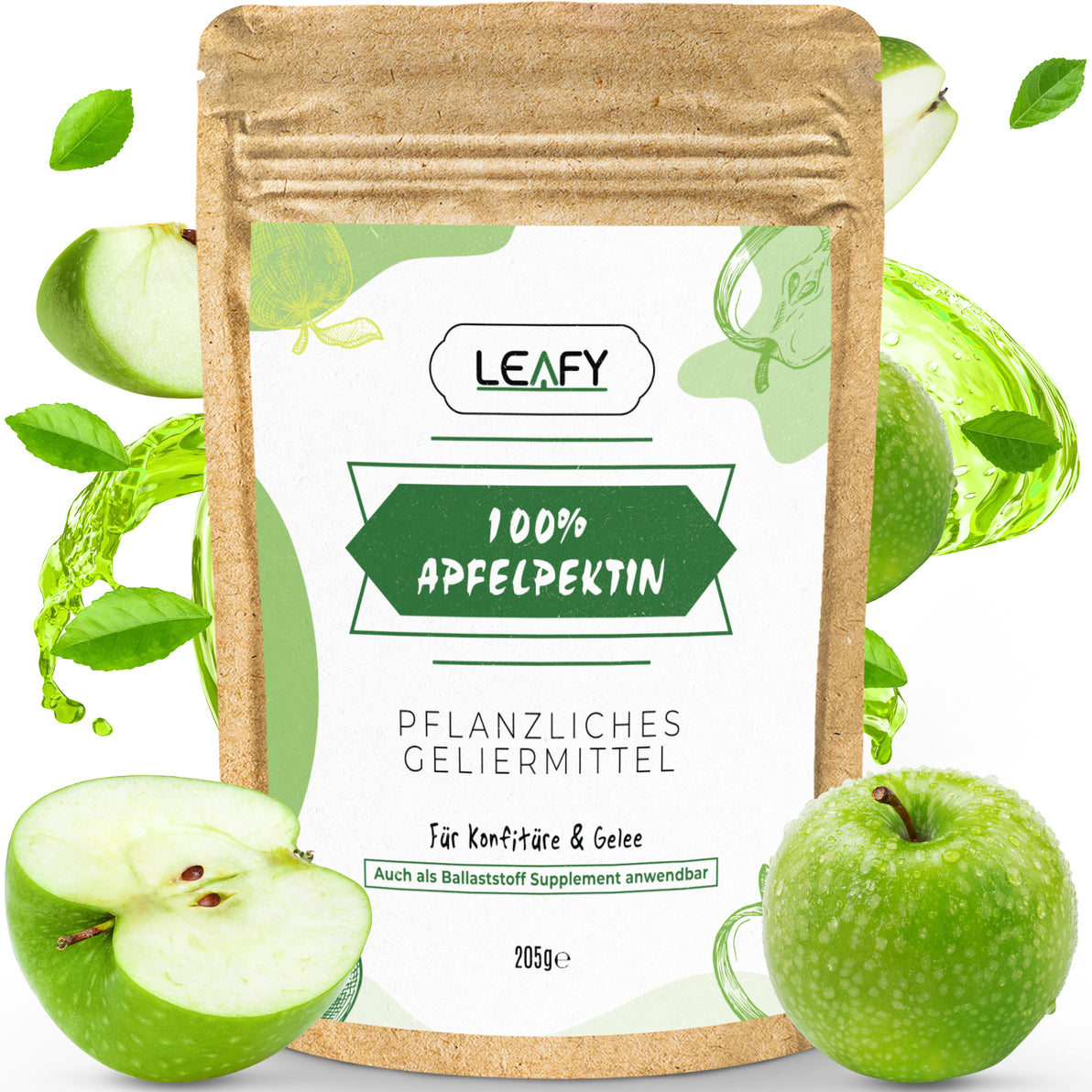 100% Apfelpektin | 205g | Als Geliermittel | Für Darmkuren | Zur Gewichtsreduktion